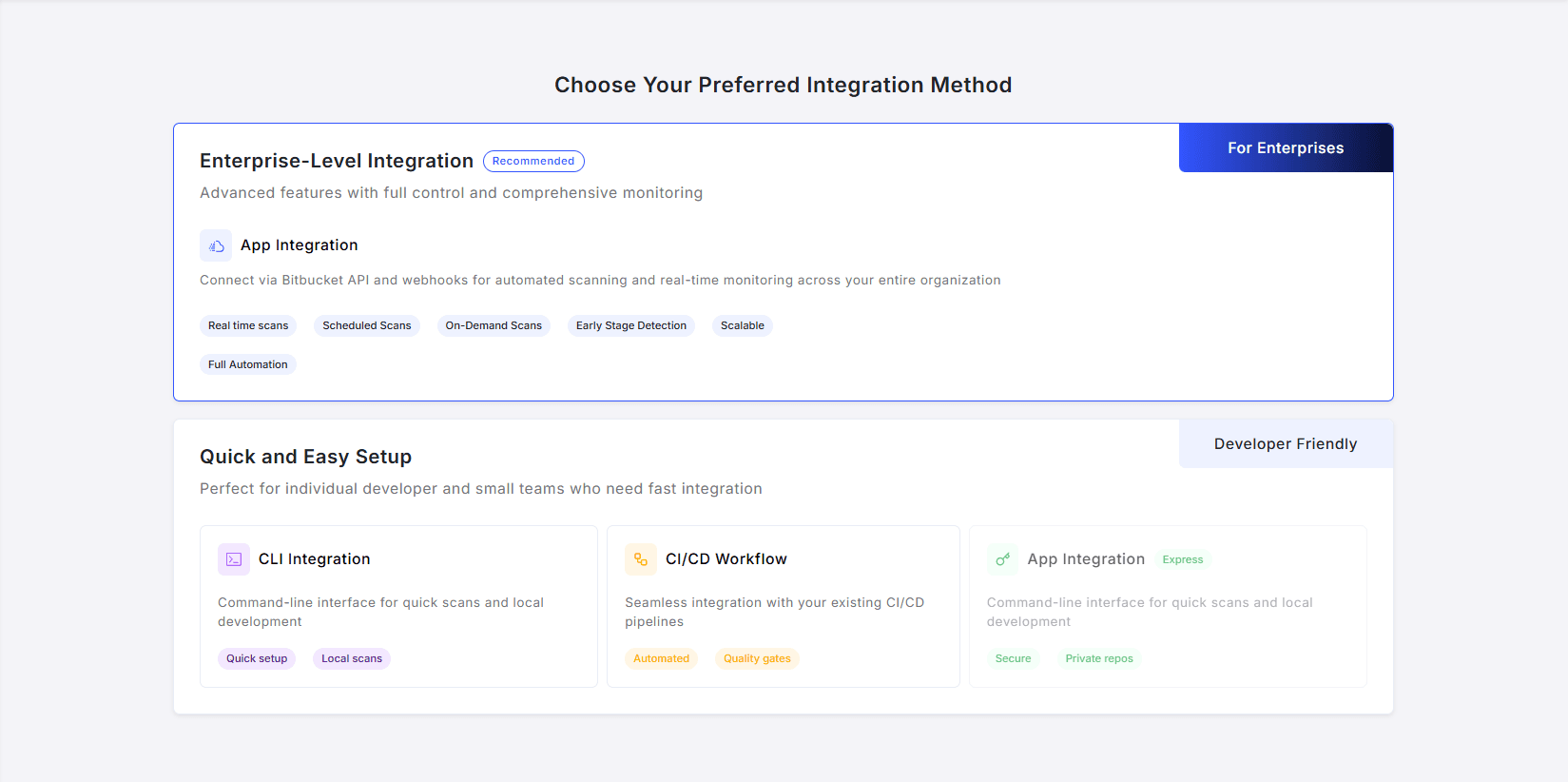 Bitbucket integration options